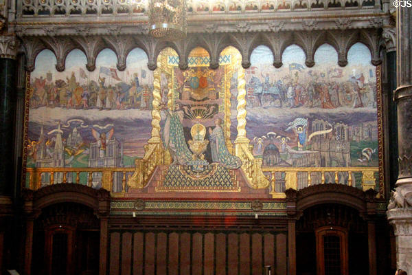 King Louis XIII & wife Anne of Austria offer France to Virgin Mary for heir to throne who becomes future King Louis XIV at Basilique Notre-Dame de Fourvière. Lyon, France.