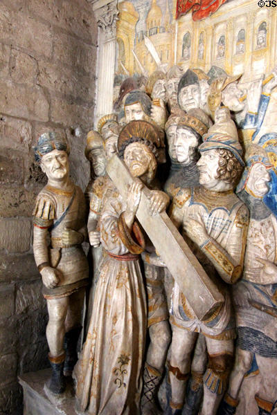 Altarpiece of Christ carrying cross plaster replica (20thC) of 1478 original at Papal Palace. Avignon, France.