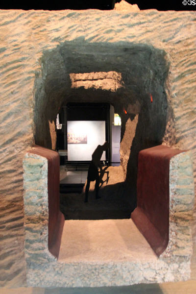 Full scale model Roman aqueduct tunnels & water channels at Pont du Gard museum. Nimes, France.