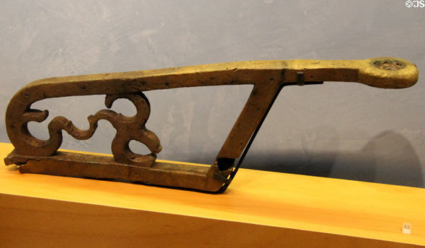 Roman-era decorated bronze bracket at Arles Antiquities Museum. Arles, France.