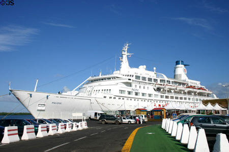 Cruise ship Pacific tied up at Pointe-à-Pitre. Pointe-à-Pitre, Guadeloupe.