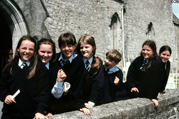 Irish school kids in Adare. Ireland.