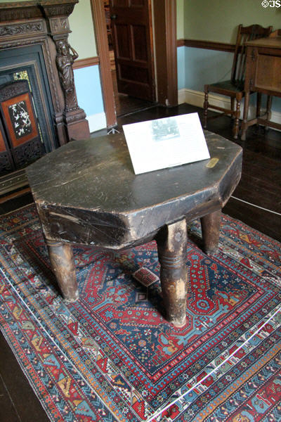 Block upon which Robert Emmet was beheaded for 1803 rebellion against British rule & used to sell bonds for Irish Free State in entrance hall at Pearse Museum. Dublin, Ireland.