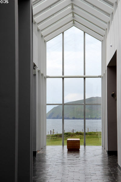 View of sea & island from Great Blasket Centre museum on Dingle Peninsula. Ireland.