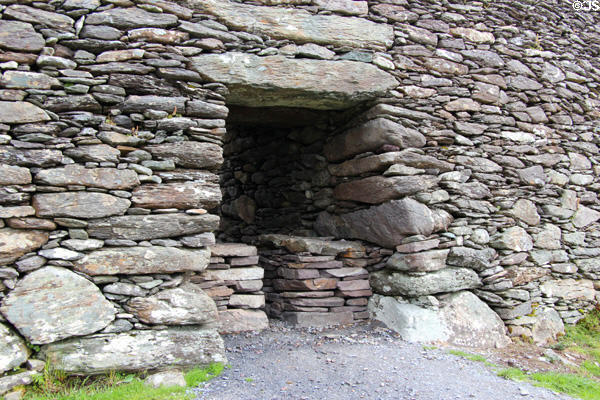 Entrance via narrow defensive passageway into Staigue fort on Ring of Kerry. Ireland.