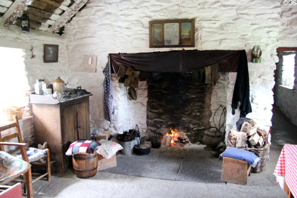 Dwelling area of Kissane's farm at Muckross Traditional Farms in Killarney National Park. Killarney, Ireland.