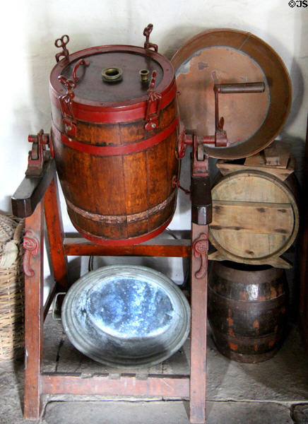 Butter churn at Quille's farm at Muckross Traditional Farms in Killarney National Park. Killarney, Ireland.