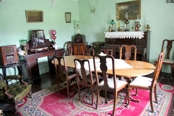 Formal dining room at Quille's farm at Muckross Traditional Farms in Killarney National Park. Killarney, Ireland.