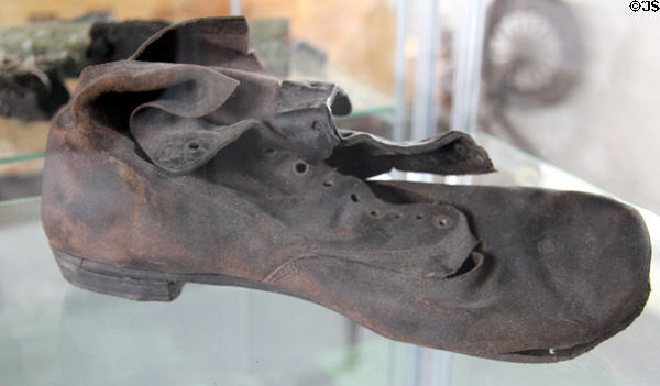 Leather shoe once worn by resident at Irish Workhouse Centre. Portumna, Ireland.