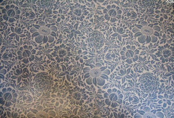Blue bedroom wallpaper by William Morris at Kilkenny Castle. Ireland.