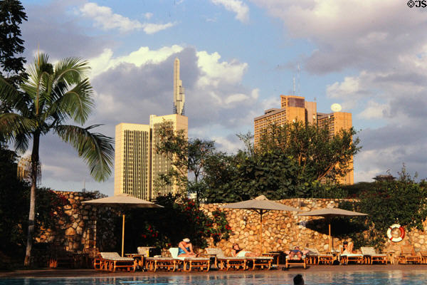 Nairobi skyline seen from Serena Hotel pool. Kenya.