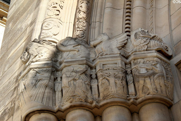 Detail of carving on main entrance to Cathedral of Our Lady. Luxembourg, Luxembourg.