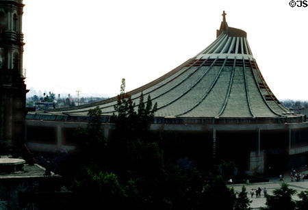 Contemporary architecture of new Basilica in Guadalupe. Mexico City, Mexico.