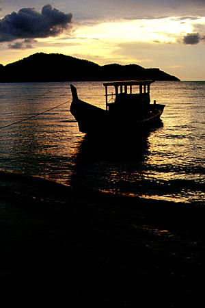 Sunset over north coast of Penang island. Malaysia.
