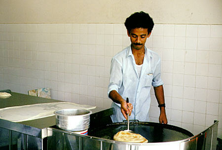 Cooking Indian breads in Tenom in the province of Sabah on Borneo. Malaysia.