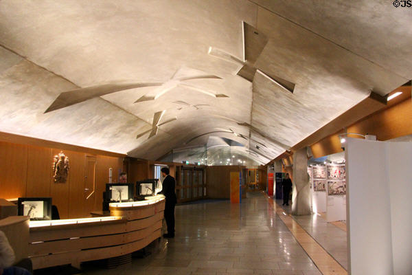 Entrance hall interior at Scottish Parliament. Edinburgh, Scotland.