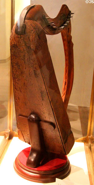 Clarsach (Queen Mary harp) (c1500) from West Highlands, Scotland at National Museum of Scotland. Edinburgh, Scotland.