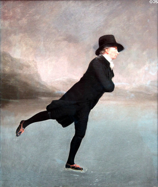 Reverend Robert Walker Skating on Duddingston Loch painting (c1795) by Sir Henry Raeburn at National Gallery of Scotland. Edinburgh, Scotland.