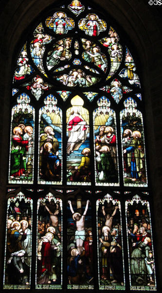 Crucifixion & Ascension stained glass windows by Ballantine of Edinburgh at St Giles Cathedral. Edinburgh, Scotland.