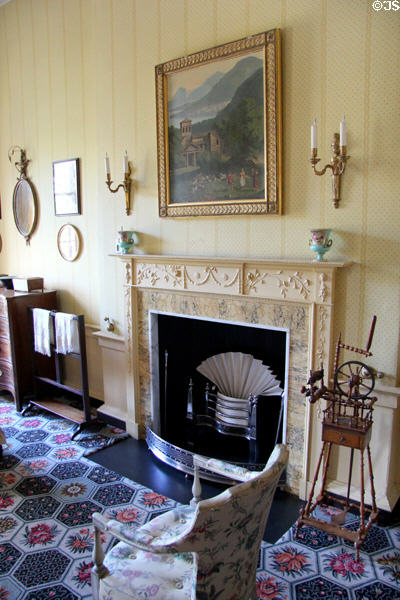 Adam-style fireplace in bedchamber at Georgian House museum. Edinburgh, Scotland.
