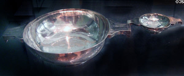Silver quaiches (1704) by John Luke Jr. & (1745) by James Glen both of Glasgow at Kelvingrove Art Gallery. Glasgow, Scotland.