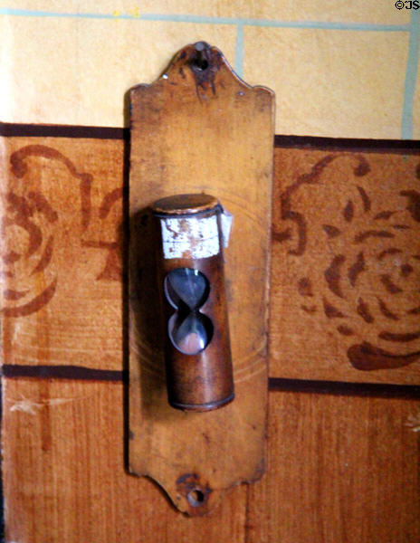 Hourglass timer in kitchen at Tenement House museum. Glasgow, Scotland.