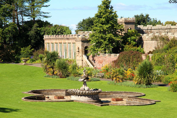 Fountain in Culzean Castle garden. Maybole, Scotland.