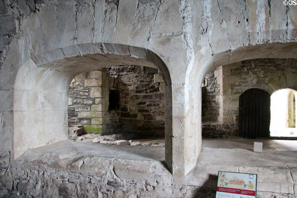 Servery windows between kitchen & dining hall at Doune Castle. Doune, Scotland.