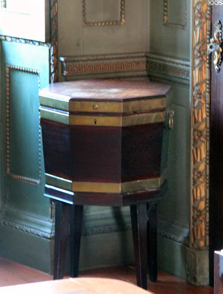 Cellaret wine chest in dining room at Newhailes. Musselburgh, Scotland.