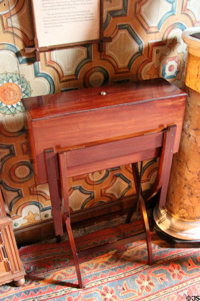 Antique folding tray in Edwardian Library at Falkland Palace. Falkland, Scotland.