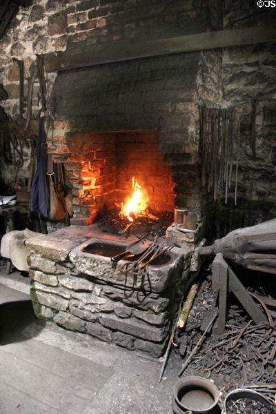Forge with bellows at Ulster American Folk Park. Omagh, Northern Ireland.