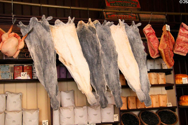 Dried fish in W G O'Doherty Licensed Grocery shop at Ulster American Folk Park. Omagh, Northern Ireland.
