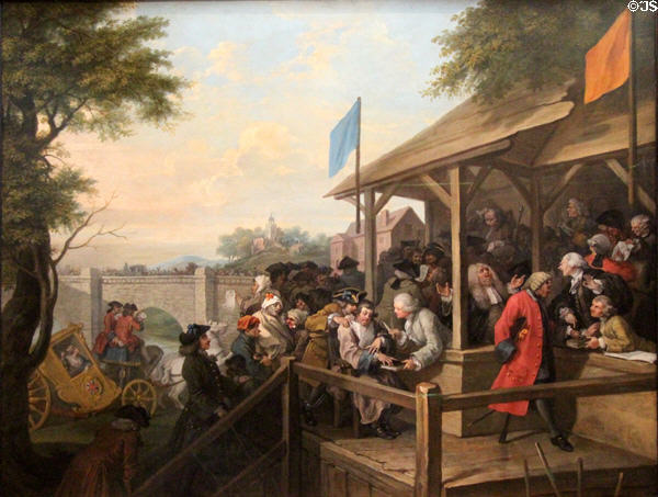 Humours of an Election I: Polling painting by William Hogarth at Sir John Soane's Museum. London, United Kingdom.