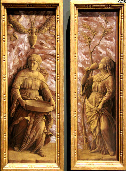Vestal Virgin Tuccia with Sieve & Woman Drinking painting (1495-1506) by Andrea Mantegna at National Gallery. London, United Kingdom.