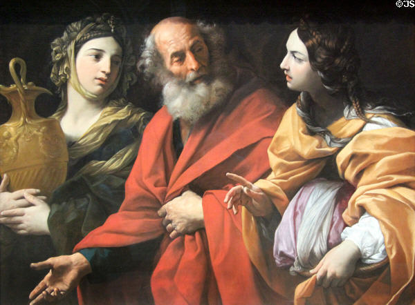 Lot & his Daughters leaving Sodom painting (c1614-5) by Guido Reni at National Gallery. London, United Kingdom.