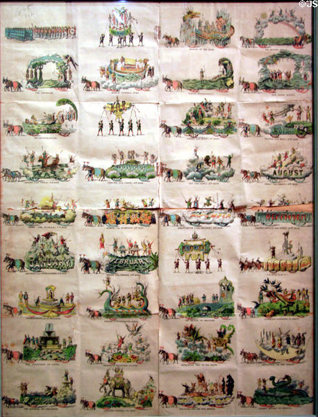 Antique parade float poster at Mobile Carnival Museum. Mobile, AL.
