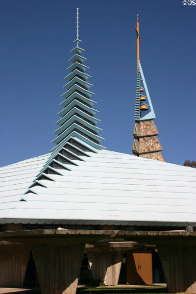 Roof & bell tower of First Christian Church designed by foundation which carries on work of Frank Lloyd Wright. Phoenix, AZ.