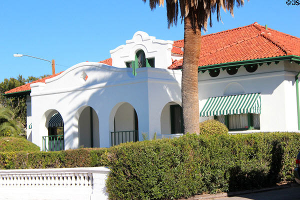 Corbett House (1907) host Arts & Crafts collection at Tucson Museum of Art. Tucson, AZ. Style: Mission Revival.