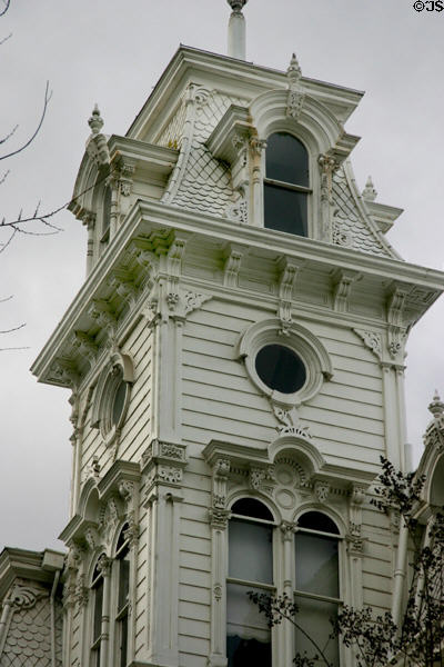 Second Empire tower details of California Governor's Mansion. Sacramento, CA.
