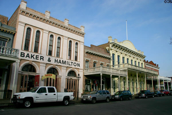 Old West streetscape of 2nd St. in Old Sacramento. Sacramento, CA.