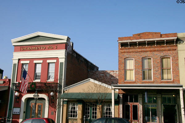 Sacramento Engine Company 3 & other heritage buildings in Old Sacramento. Sacramento, CA.