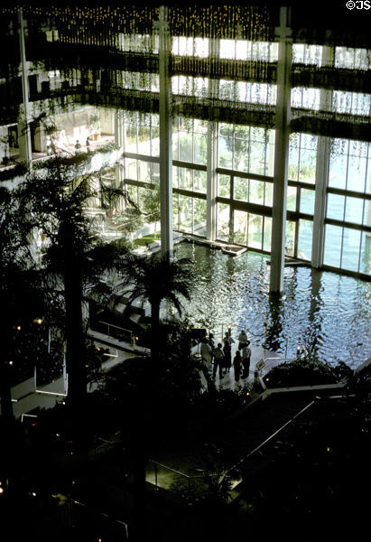 Indoor lobby shuttle boat dock in Desert Springs Resort. Palm Desert, CA.