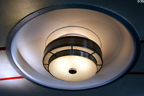Art Deco light fixture on Promenade Deck of Queen Mary. Long Beach, CA.