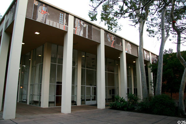 Schoenberg Music Hall (1955) with history of music mural by Richard Haines. Los Angeles, CA. Architect: Welton Becket & Assoc..