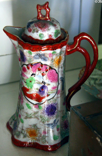 Nippon porcelain coffee pot in kitchen of Nixon Birthplace. Yorba Linda, CA.