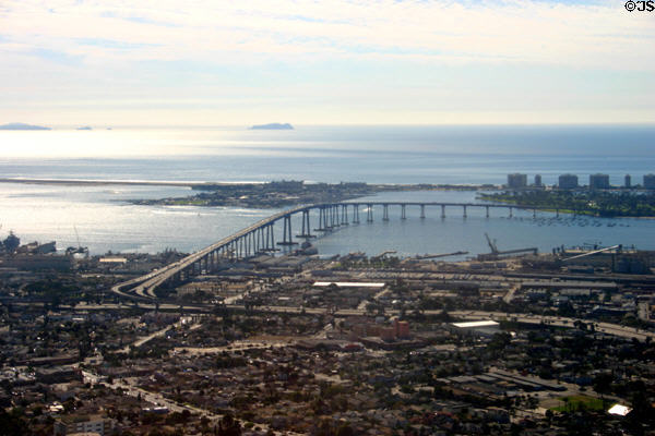 Aerial view of Coronado Bridge. San Diego, CA.