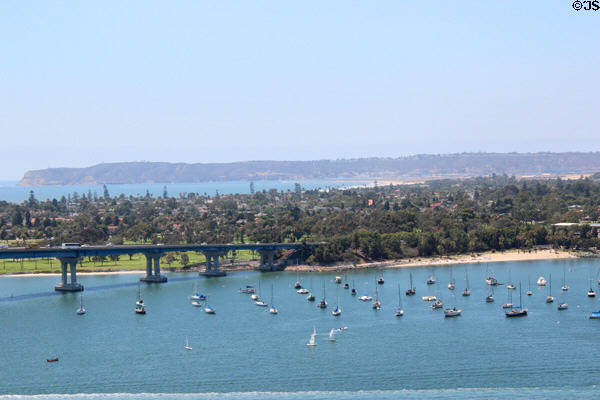 Coronado seen from Coronado Bridge. San Diego, CA.