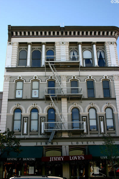 Old City Hall (1874) (433 G St.) in Gaslamp Quarter with added two floors (1887). San Diego, CA. Style: Italianate. Architect: William Lacy then Comstock & Trotsche.