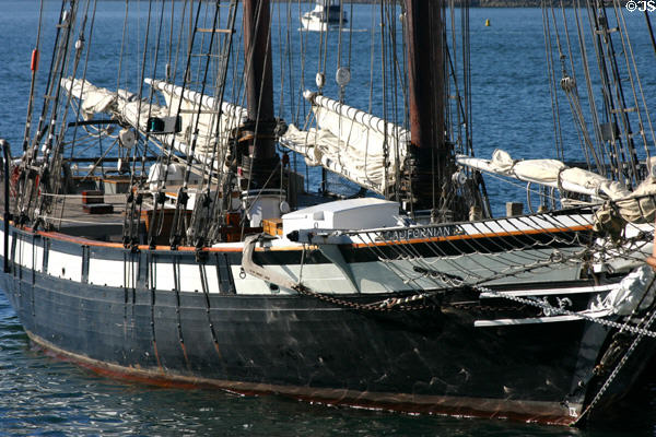 Sailing ship Californian detail at Maritime Museum. San Diego, CA.