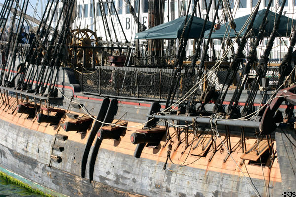 Decks & canon of H.M.S. Surprise at Maritime Museum. San Diego, CA.